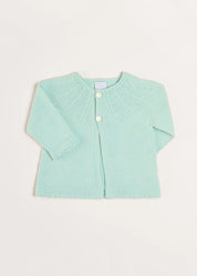 Openwork Detail Baby Cardigan in Sage Green (1-9mths) Knitwear from Pepa London US
