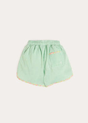 Striped Annie Apple Trim Detail Swim Shorts in Green (12mths- 10yrs) Swimwear from Pepa London US