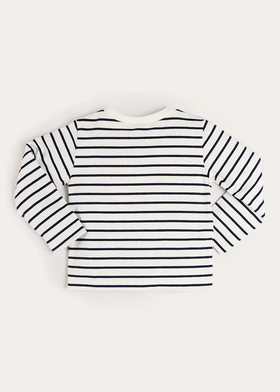 Sailor Stripe Long Sleeve Pocket Detail Top in White (2-10yrs) TOPS & BODYSUITS from Pepa London US