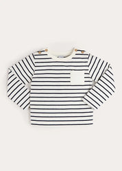 Sailor Stripe Long Sleeve Pocket Detail Top in White (2-10yrs) TOPS & BODYSUITS from Pepa London US
