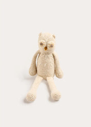 Handmade Baby Alpaca Owl Animal Toy in Beige TOYS from Pepa London US