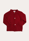 Contrast Trim 3 Button Cardigan in Red (3-18mths) Knitwear from Pepa London US