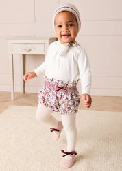 Louisa Floral Velvet Bow Detail Bloomers in Burgundy (1mth-3yrs) Bloomers from Pepa London US