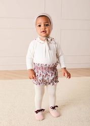 Louisa Floral Velvet Bow Detail Bloomers in Burgundy (1mth-3yrs) Bloomers from Pepa London US