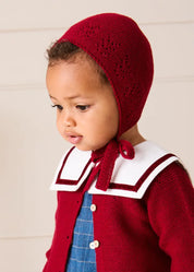 Openwork Bonnet in Burgundy (S-L) KNITTED ACCESSORIES from Pepa London US