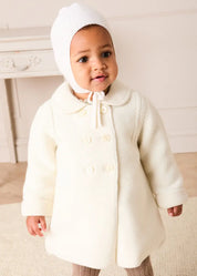 Double Breasted Knitted Buttoned Coat in White (6mths-2yrs) Coats from Pepa London US