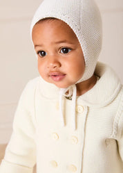 Double Breasted Knitted Buttoned Coat in White (6mths-2yrs) Coats from Pepa London US