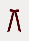 Velvet Long-Bow Clip in Burgundy Hair Accessories  from Pepa London US