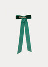 Velvet Long-Bow Clip in Green Hair Accessories  from Pepa London US