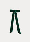 Velvet Long-Bow Clip in Green Hair Accessories  from Pepa London US