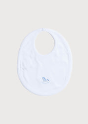 White Bib with Blue Embroidered Rocking Horse ACCESSORIES from Pepa London US