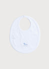 White Bib with Blue Embroidered Rocking Horse Accessories  from Pepa London US
