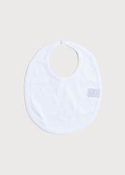 White Bib with Blue Embroidered Rocking Horse Accessories  from Pepa London US