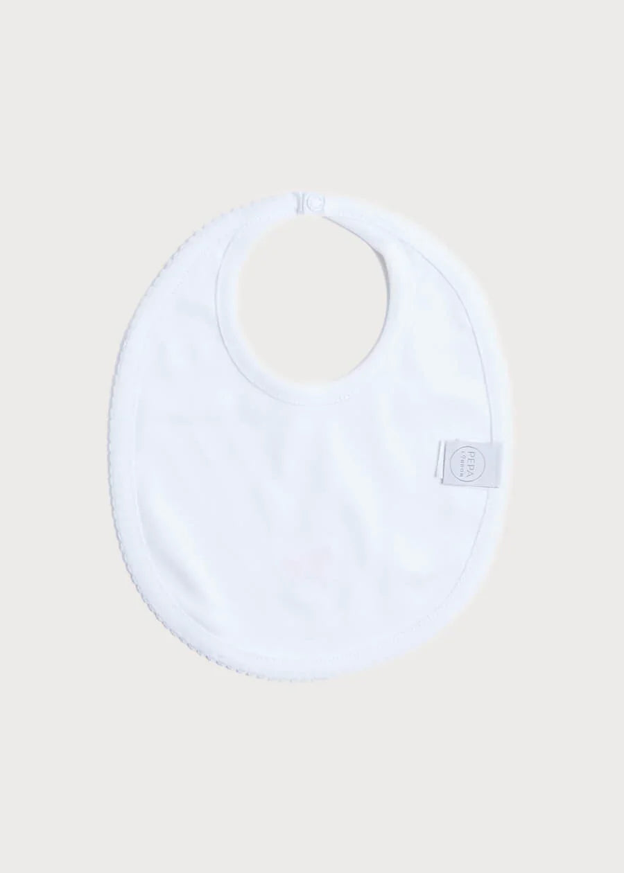 White Bib with Beige Embroidered Rocking Horse Accessories  from Pepa London US