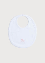White Bib with Pink Embroidered Rocking Horse Accessories  from Pepa London US