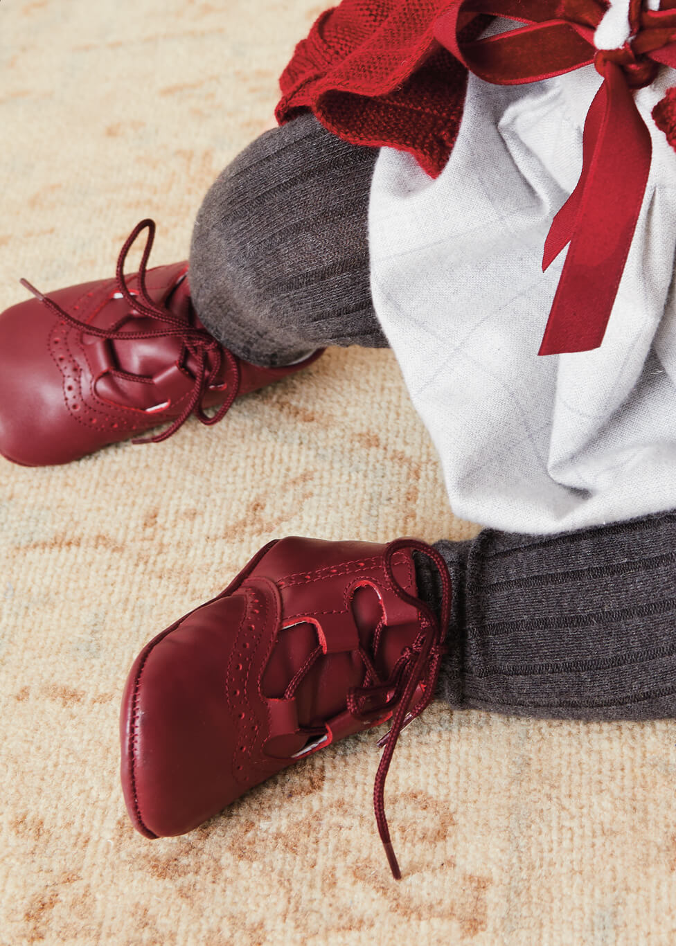 Oxford Pram Booties in Burgundy (17-20EU) Shoes from Pepa London US