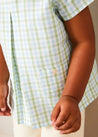 Maxwell Gingham Peter Pan Collar Short Sleeve Shirt in Green (18mths-5yrs) Shirts from Pepa London US