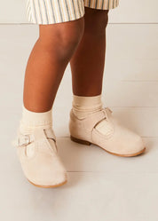 T-Bar Suede Baby Shoes in Beige (20-24EU) SHOES from Pepa London US