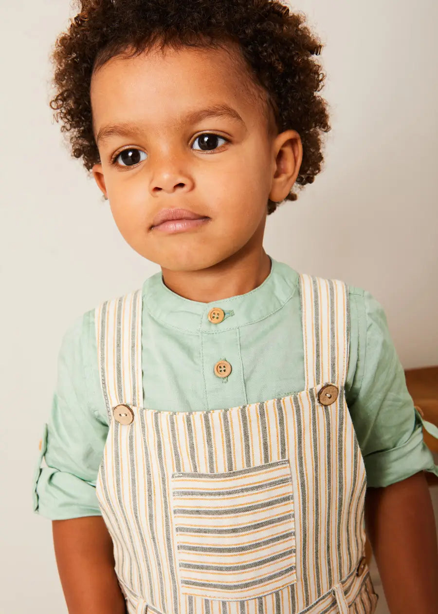 Holland Striped Pocket Front Dungarees in Green (18mths-4yrs) DUNGAREES from Pepa London US