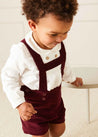 Velvet Button Detail Shorts with Braces in Burgundy (18mths-4yrs) Shorts from Pepa London US