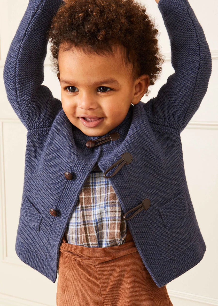 Toggle Fastening Knitted Cardigan in Blue (12mths-10yrs) Knitwear from Pepa London US