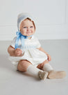 Classic Off-White Blue Handsmocked Romper (3-18mths) Rompers  from Pepa London US