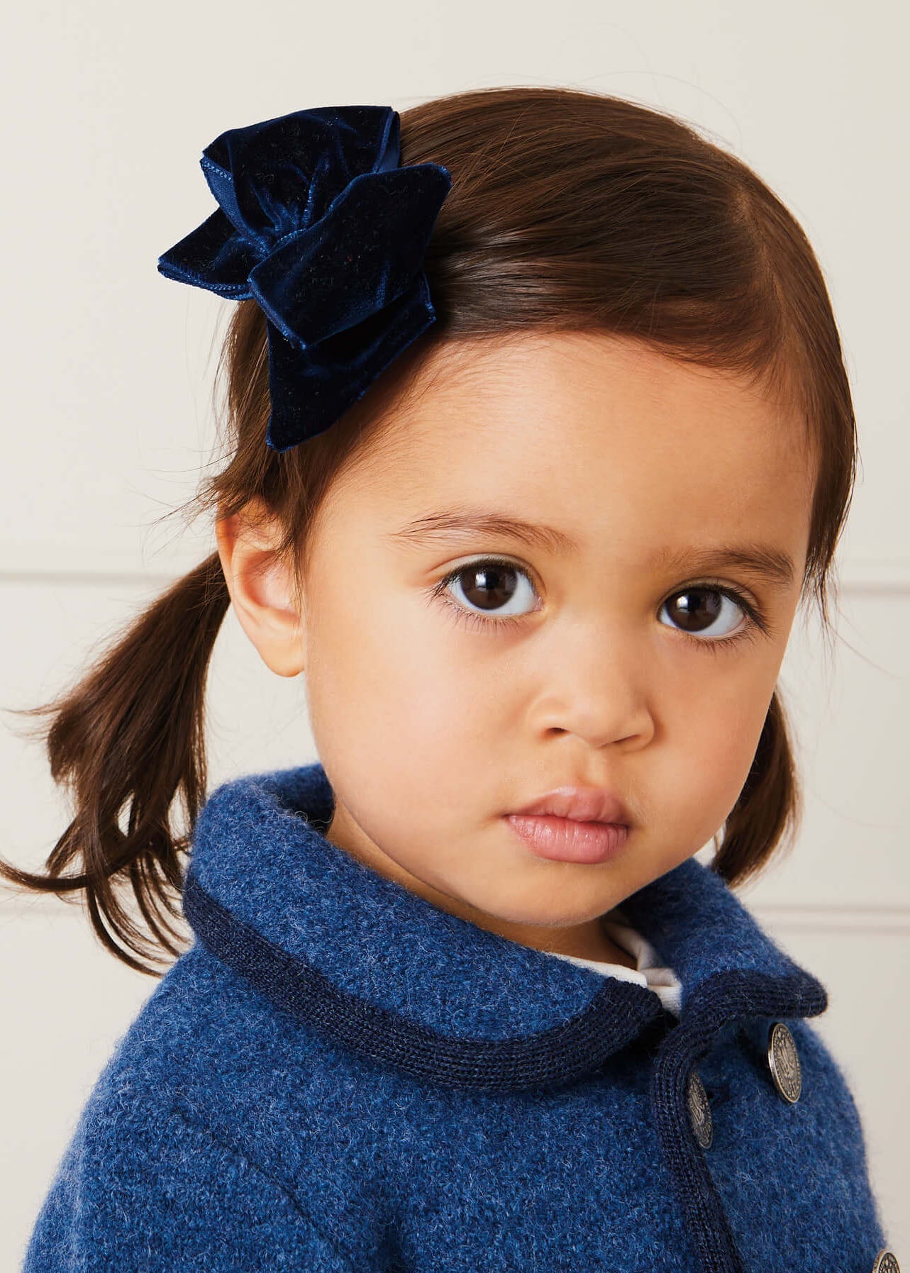 Velvet Big-Bow Clip in Navy HAIR ACCESSORIES from Pepa London