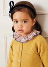 Floral Ruffle Collar Long Sleeve Top In Navy And Tan (18mths-10yrs) TOPS & BODYSUITS from Pepa London US