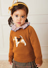 Floral Ruffle Collar Long Sleeve Top In Navy And Tan (18mths-10yrs) TOPS & BODYSUITS from Pepa London US