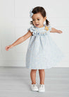 Pastel Floral Ruffle Front Bow Detail Dress in Blue (3mths-6yrs) Dresses  from Pepa London US