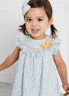 Pastel Floral Ruffle Front Bow Detail Dress in Blue (3mths-6yrs) Dresses  from Pepa London US