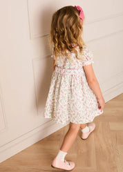 Alice Floral Double Breasted Hand Smocked Dress in Pink (12mths- 10yrs) Dresses from Pepa London US