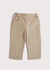 Micro Corduroy Pocket Detail Trousers in Beige (18mths-3yrs) Trousers  from Pepa London US