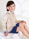 Polo Collar Stripe Sweater in Beige (12mths-10yrs) Knitwear from Pepa London US