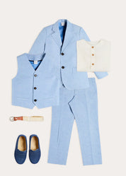 The Sky Blue Linen 3 Piece Suit Boy Look Look from Pepa London US