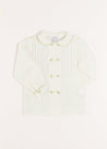 Double-Breasted Peter Pan Collar Shirt with Green Silk Piping (12mths-10yrs) SHIRTS from Pepa London US