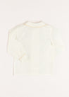 Double-Breasted Peter Pan Collar Long Sleeve Shirt with Beige Silk Piping (2-10yrs) Shirts  from Pepa London US