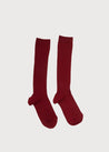 Burgundy Ribbed Knee-High Socks (3mths-8yrs) Socks  from Pepa London US