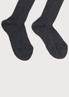 Dark Grey Ribbed Knee-High Socks (3mths-8yrs) Socks from Pepa London US