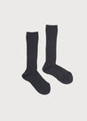 Dark Grey Ribbed Knee-High Socks (3mths-8yrs) Socks from Pepa London US