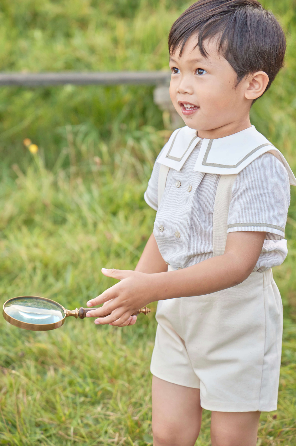 Button Detail Shorts with Braces in Beige (18mths-4yrs) Shorts from Pepa London US