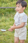 Button Detail Shorts with Braces in Beige (12mths-3yrs) Shorts  from Pepa London US