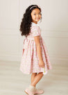 Eloise Floral Print Handsmocked Short Sleeve Dress in Pink (12mths-10yrs) Dresses  from Pepa London US