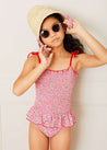 Annie Floral Print Smock Detail Swimsuit in Pink (2-8yrs) Swimwear  from Pepa London US