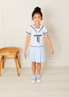 Nautical Striped Pleated Short Sleeve Mariner Dress in Blue (12mths-10yrs) Dresses from Pepa London US