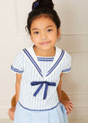 Nautical Striped Pleated Short Sleeve Mariner Dress in Blue (12mths-10yrs) Dresses from Pepa London US