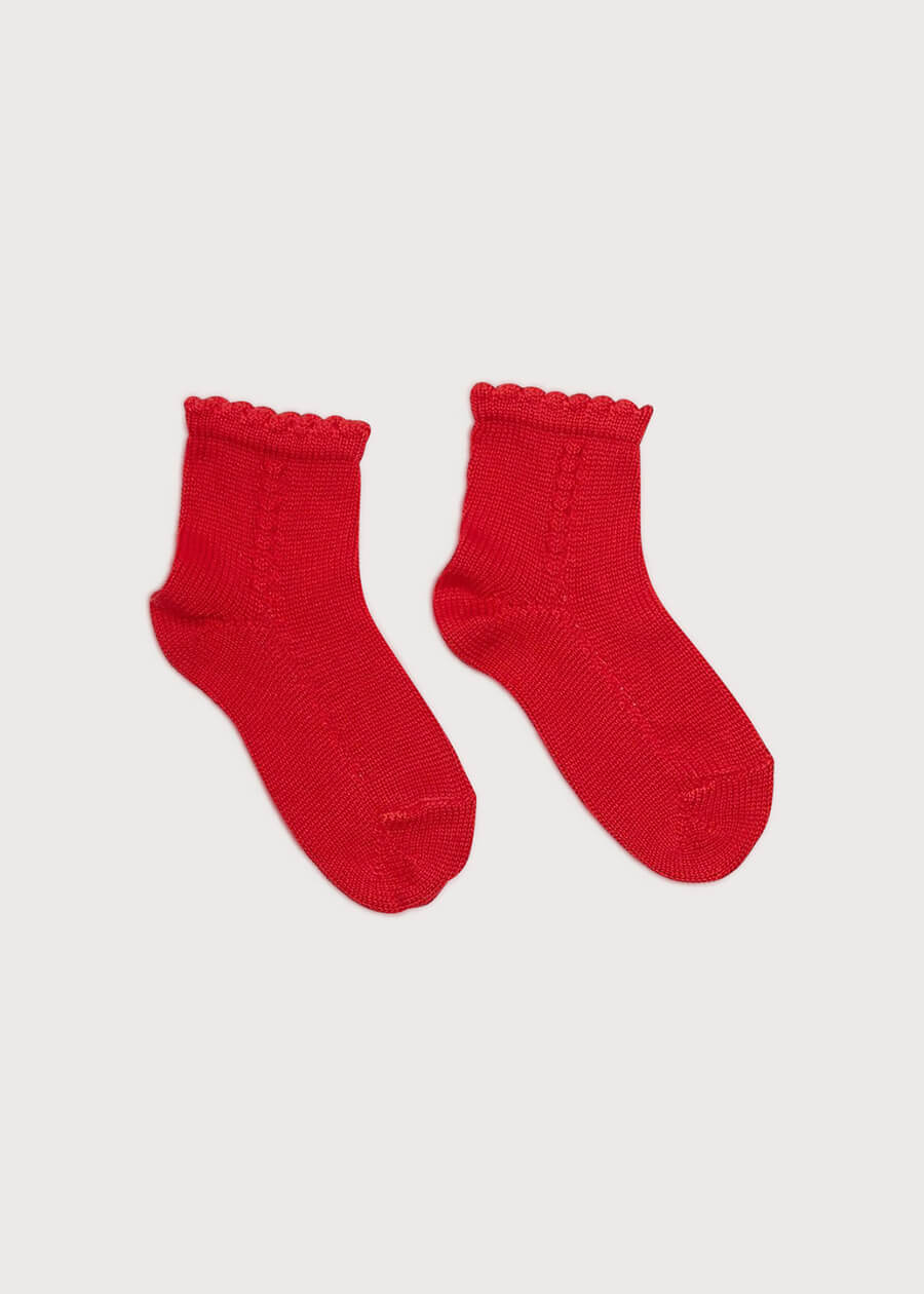 Openwork short socks - Red (3mths-8yrs) SOCKS from Pepa London US