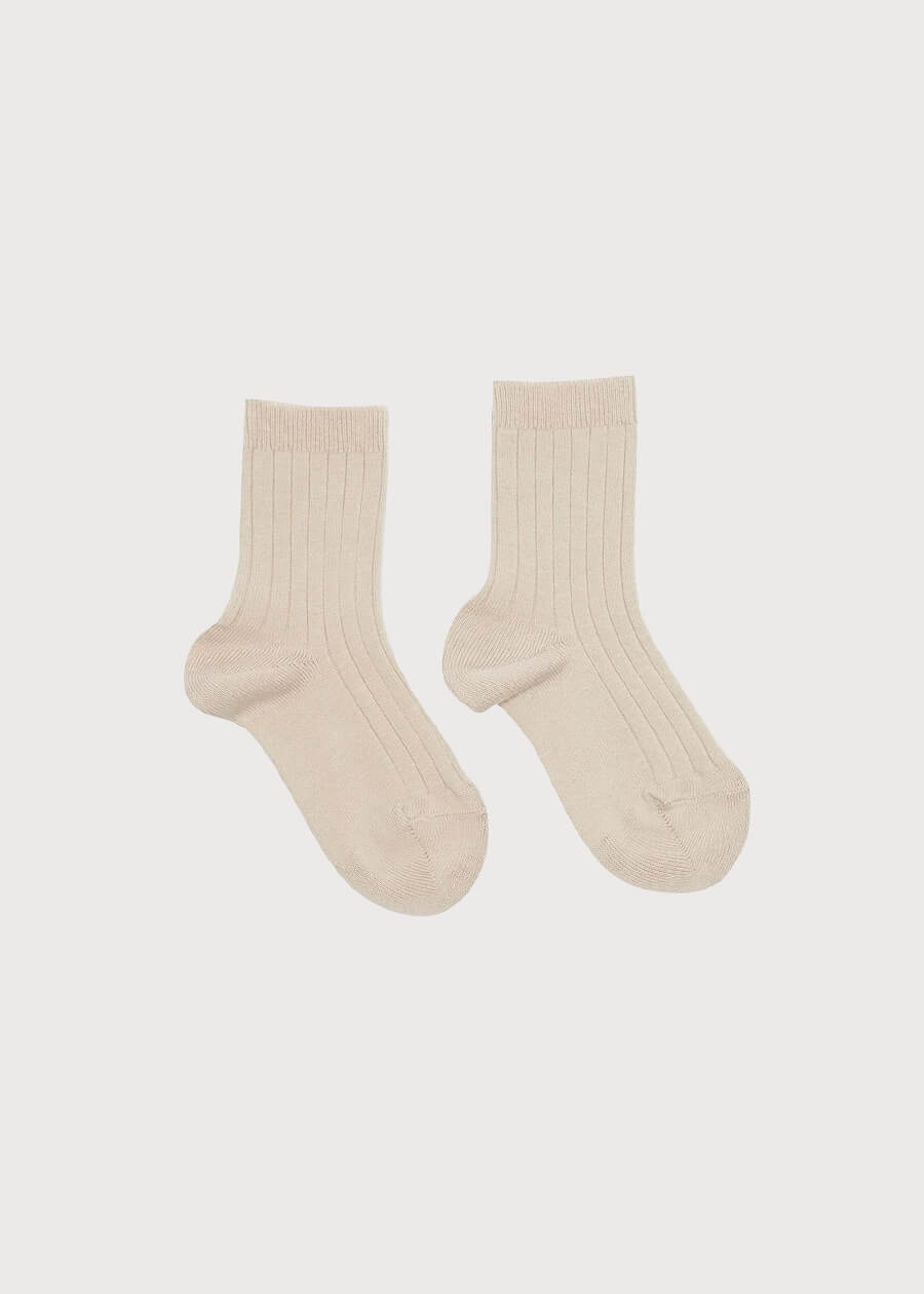 Ribbed short socks - Stone (0mths-8yrs) Socks from Pepa London US