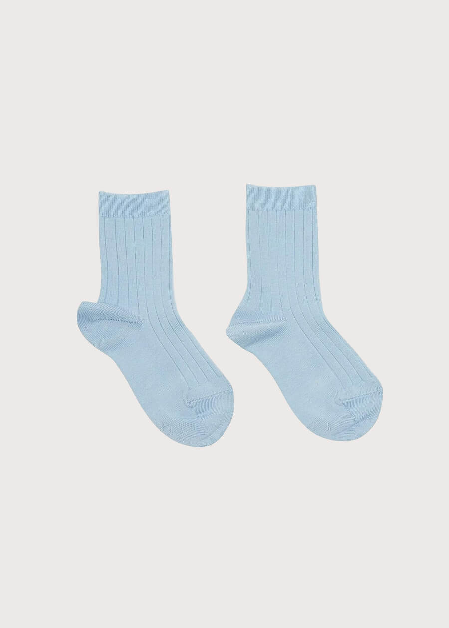 Ribbed short socks - Light Blue (0mths-8yrs) Socks from Pepa London US