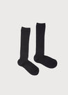 Navy Ribbed Knee-High Socks (3mths-10yrs) Socks from Pepa London US